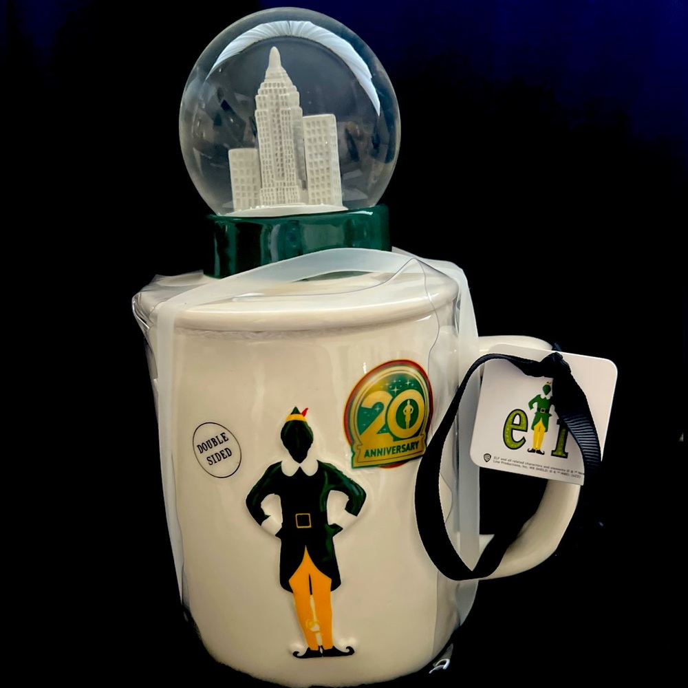 Elf mug with Snow Globe topper by Rae Dunn